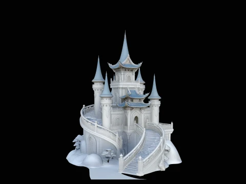 Spired Fairytale Castle Model Design 1 - 3D Print Model 3D Принт Модель