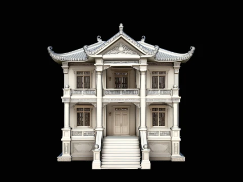 Pagoda Roof Villa Model Design 1 - 3D Print Model 3D Print Model