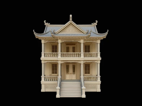 Pagoda Roof Villa Model Design 4 - 3D Print Model 3D Print Model