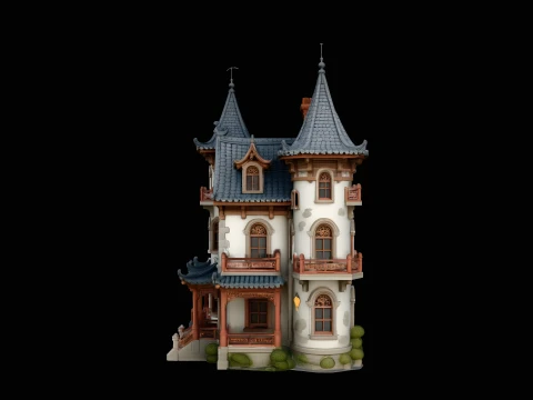 Victorian Spire Mansion Model Design 1 - 3D Print Model 3D Print Model