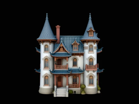Victorian Spire Mansion Model Design 2 - 3D Print Model 3D 프린트 모델