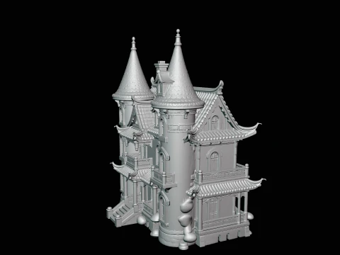Victorian Spire Mansion Model Design 2 - 3D Print Model 3D Print Model