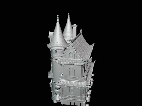Victorian Spire Mansion Model Design 2 - 3D Print Model 3D Print Model