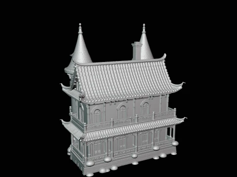 Victorian Spire Mansion Model Design 2 - 3D Print Model 3D Print Model