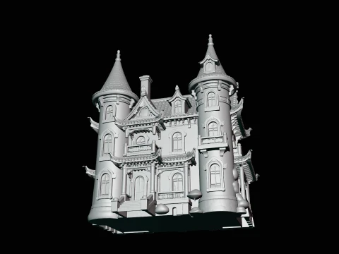 Victorian Spire Mansion Model Design 2 - 3D Print Model 3D Print Model