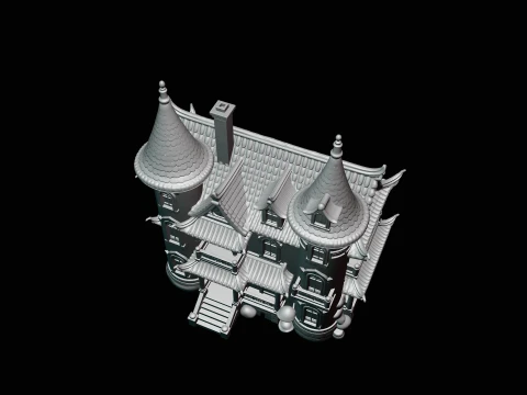 Victorian Spire Mansion Model Design 2 - 3D Print Model 3D Print Model