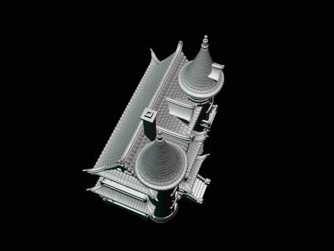 Victorian Spire Mansion Model Design 2 - 3D Print Model 3D Print Model
