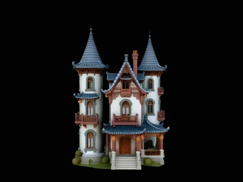 Victorian Spire Mansion Model Design 4 - 3D Print Model 3D Print Model