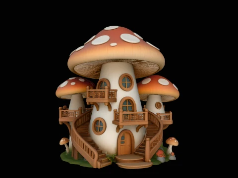 Mushroom Fairy House Model Design 5 - 3D Print Model 3D 打印模型