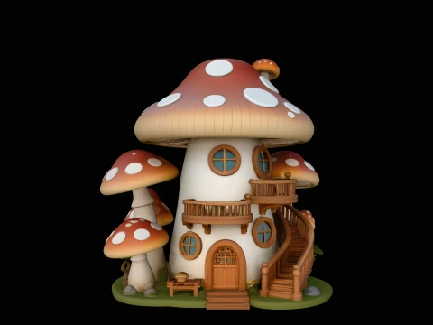 Mushroom Fairy House Model Design 6 - 3D Print Model 3D 打印模型