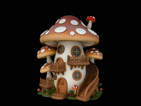 Mushroom Fairy House Model Design 7 - 3D Print Model 3D 打印模型