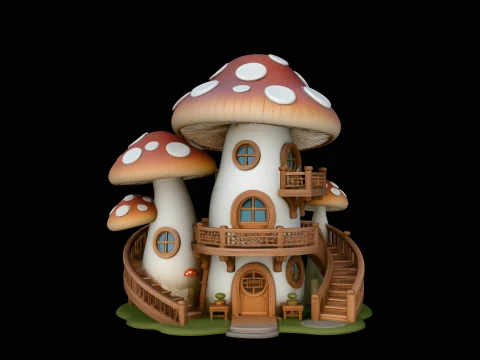 Mushroom Fairy House Model Design 8 - 3D Print Model 3D 打印模型