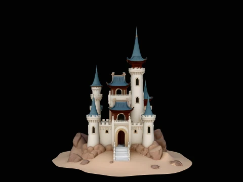 Grand Fairytale Castle Model Design 2 - 3D Print Model 3D Baskı Modeli