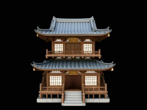 Japanese Wooden Pagoda Model Design 1 - 3D Print Model 3D Druckmodell