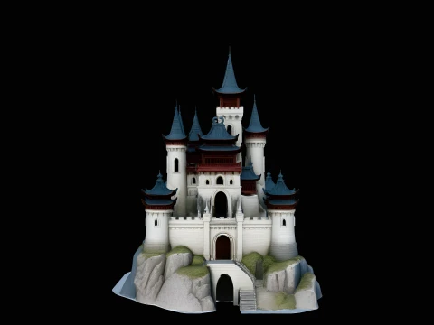 Grand Fairytale Castle Model Design 7 - 3D Print Model 3D Druckmodell