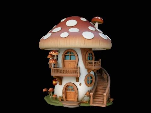 Mushroom Fairy House Model Design 10 - 3D Print Model 3D Baskı Modeli