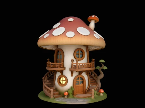 Mushroom Fairy House Model Design 11 - 3D Print Model 3D Baskı Modeli