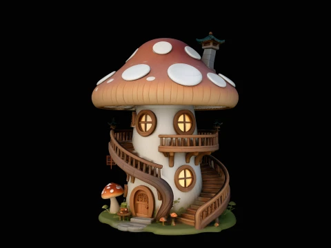 Mushroom Fairy House Model Design 12 - 3D Print Model 3D Baskı Modeli