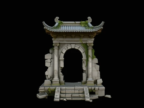 Ruined Stone Archway Model Design 1 - 3D Print Model 3D Baskı Modeli
