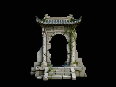 Ruined Stone Archway Model Design 2 - 3D Print Model 3D Baskı Modeli