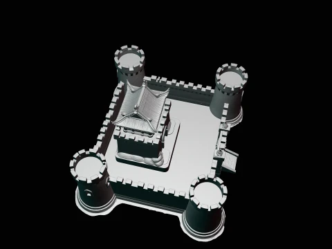 Walled Castle Keep Model Design 1 - 3D Print Model 3D Print Model