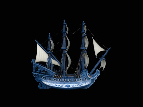Porcelain Sailing Ship Model Design 1 - 3D Print Model 3D Baskı Modeli