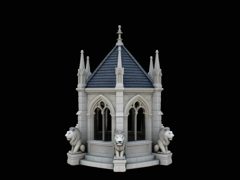 Gothic Lion Monument Model Design 1 - 3D Print Model 3D Baskı Modeli