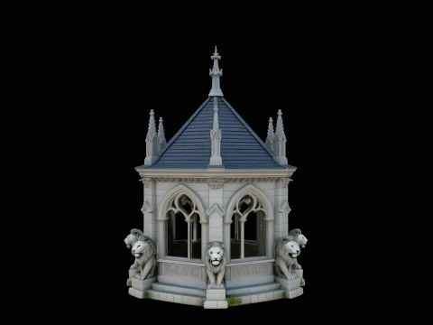 Gothic Lion Monument Model Design 2 - 3D Print Model 3D Baskı Modeli
