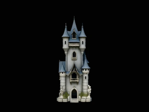 Tall Fairytale Castle Tower Model Design 1 - 3D Print Model 3D Baskı Modeli