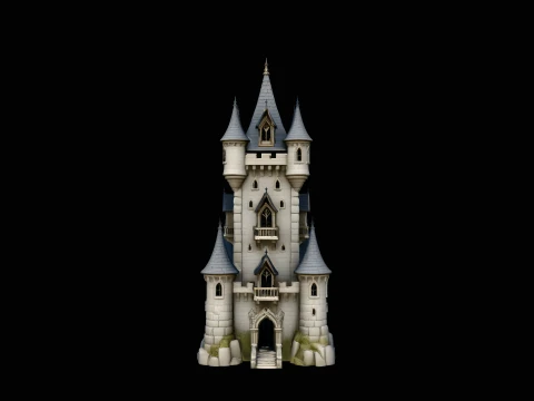 Tall Fairytale Castle Tower Model Design 2 - 3D Print Model 3D Baskı Modeli