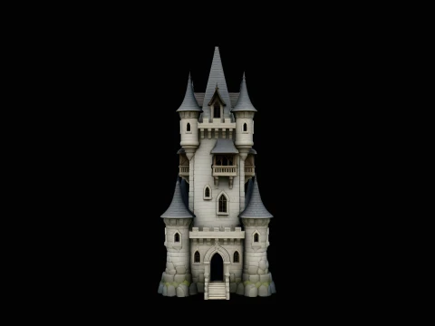 Tall Fairytale Castle Tower Model Design 4 - 3D Print Model 3D Baskı Modeli