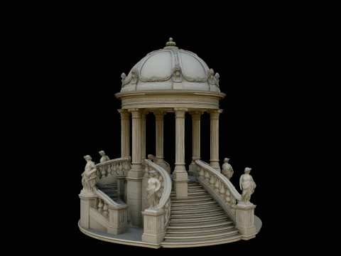 Domed Rotunda Staircase Model Design 1 - 3D Print Model 3D Baskı Modeli