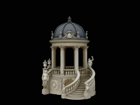 Domed Rotunda Staircase Model Design 2 - 3D Print Model 3D Baskı Modeli