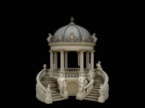 Domed Rotunda Staircase Model Design 3 - 3D Print Model 3D Baskı Modeli