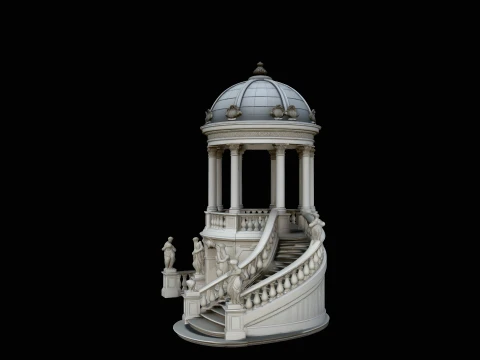 Domed Rotunda Staircase Model Design 4 - 3D Print Model 3D Baskı Modeli