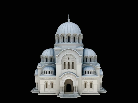 Domed Cathedral Model Design 1 - 3D Print Model 3D Baskı Modeli