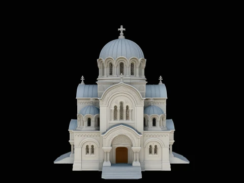 Domed Cathedral Model Design 2 - 3D Print Model 3D Baskı Modeli