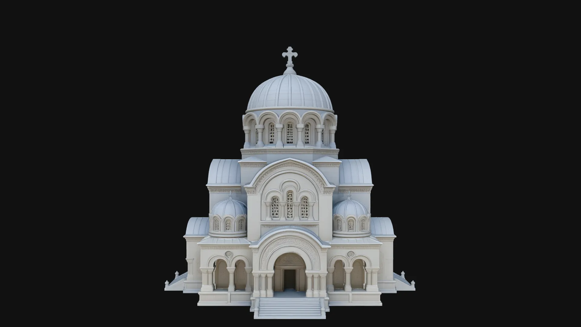 Domed Cathedral Model Design 3 - 3D Print Model 3D Print Model .c4d .max .obj .3ds .fbx .stl .blend 