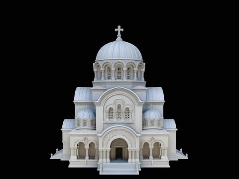 Domed Cathedral Model Design 3 - 3D Print Model 3D Baskı Modeli