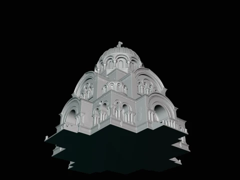 Domed Cathedral Model Design 3 - 3D Print Model 3D Print Model