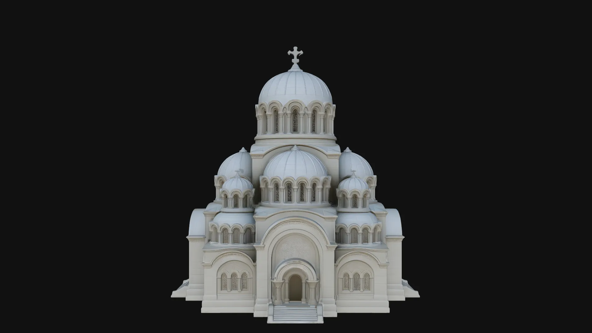 Domed Cathedral Model Design 4 - 3D Print Model 3D Print Model .c4d .max .obj .3ds .fbx .stl .blend
