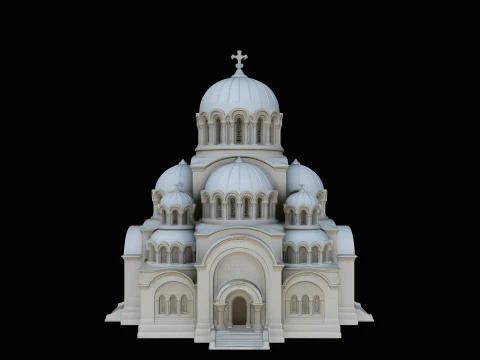 Domed Cathedral Model Design 4 - 3D Print Model 3D Baskı Modeli