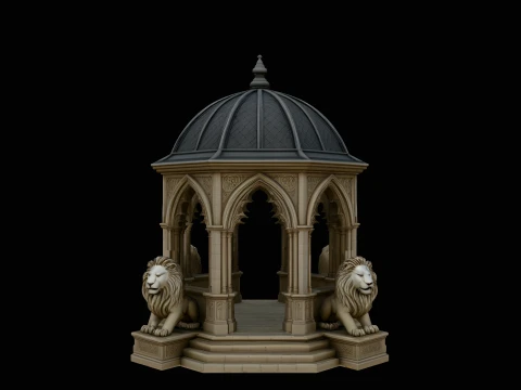 Gothic Lion Monument Model Design 4 - 3D Print Model 3D Baskı Modeli