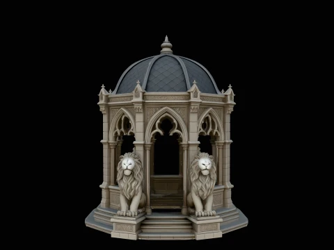 Gothic Lion Monument Model Design 6 - 3D Print Model 3D Baskı Modeli