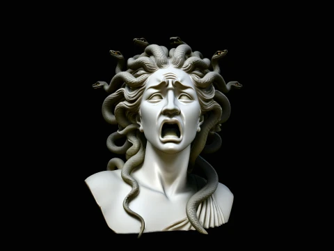 Medusa Screaming Bust Statue Design 1 - 3D Print Model 3D Baskı Modeli