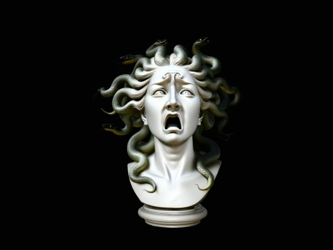 Medusa Screaming Bust Statue Design 3 - 3D Print Model 3D Baskı Modeli