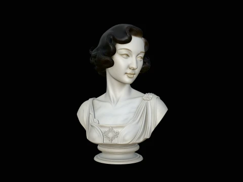 Qipao Lady Bust Statue Design 1 - 3D Print Model 3D Baskı Modeli