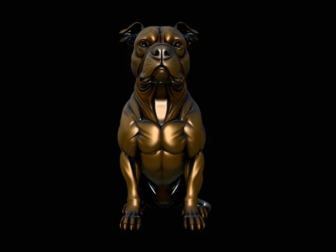 Sitting Boxer Dog Statue Design 1 - 3D Print Model 3D Druckmodell