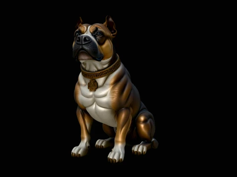Sitting Boxer Dog Statue Design 2 - 3D Print Model 3D Druckmodell