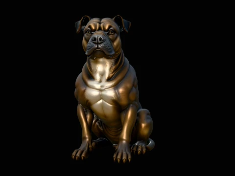 Sitting Boxer Dog Statue Design 3 - 3D Print Model 3D Druckmodell